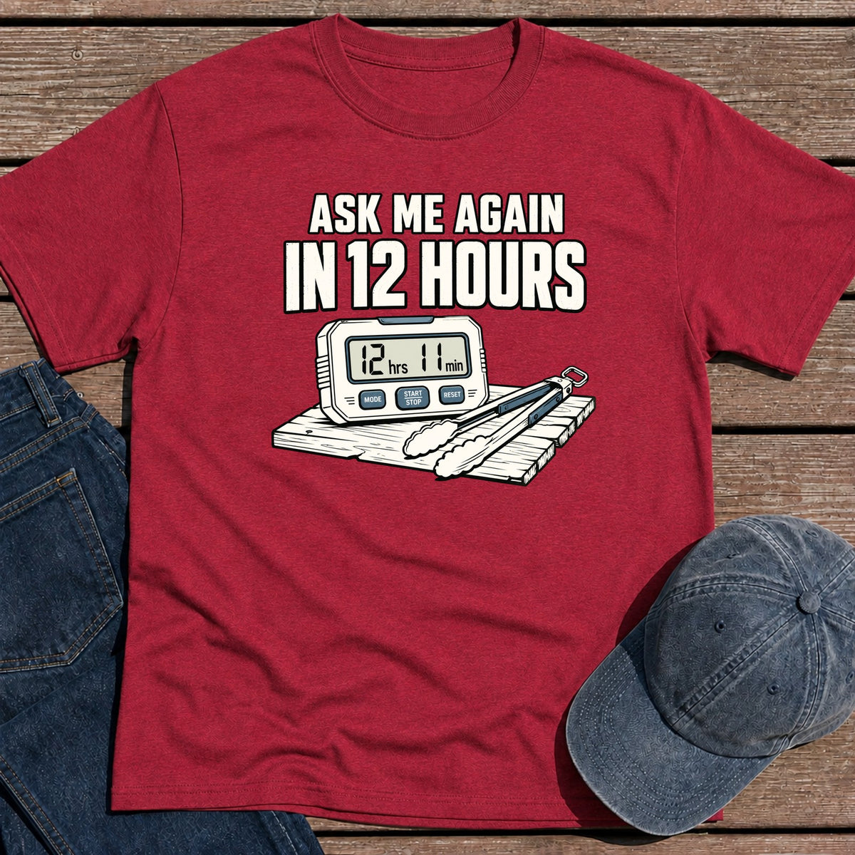 12 Hours T-Shirt - Antique Cherry Red