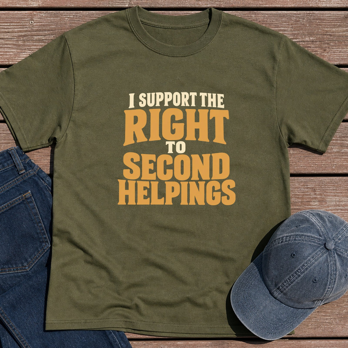 2nd Helpings Right T-Shirt - Military Green