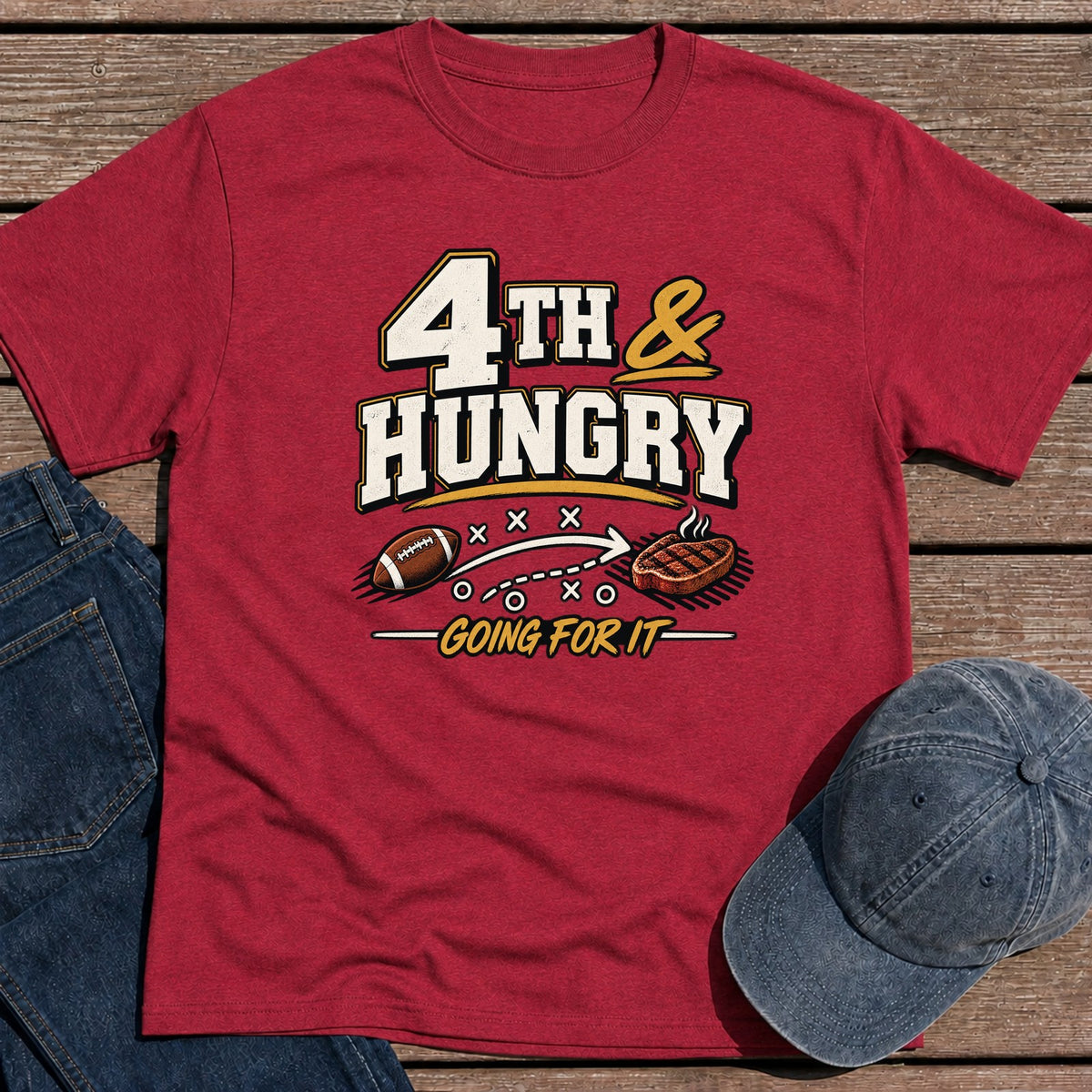 4th & Hungry T-Shirt - Antique Cherry Red