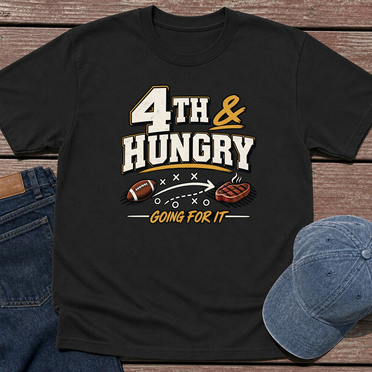 4th & Hungry T-Shirt - Black