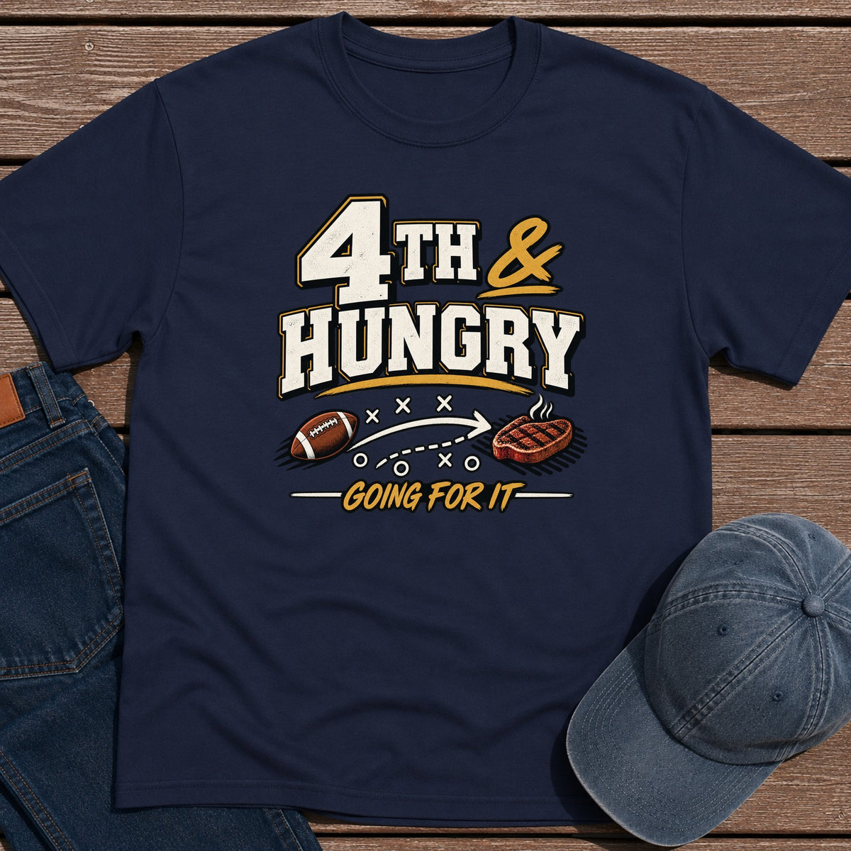 4th & Hungry T-Shirt - Navy