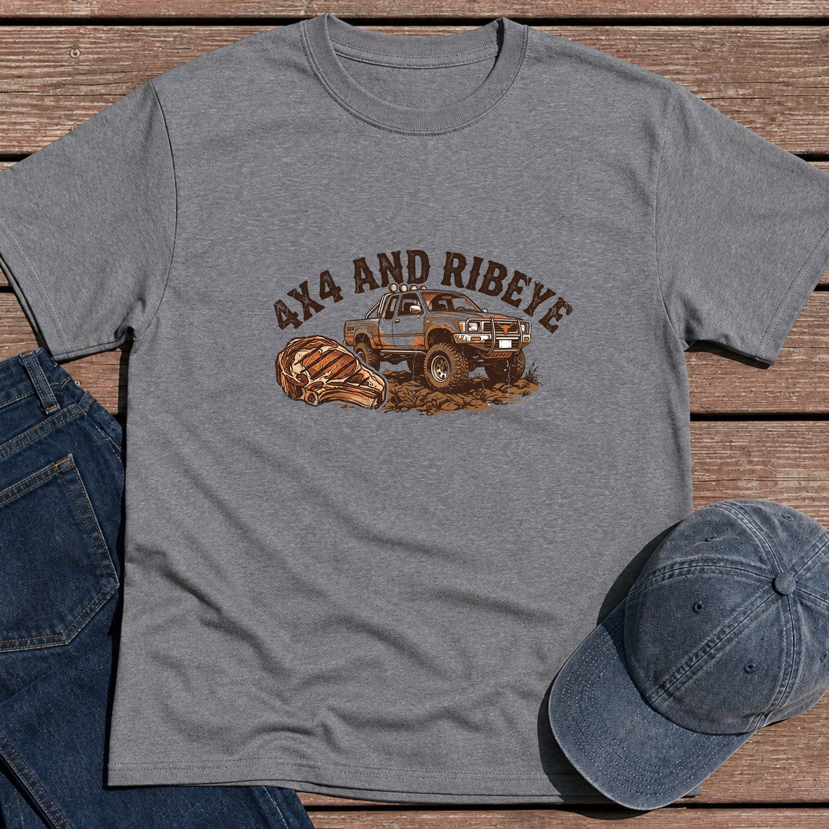 4x4 and Ribeye T-Shirt - Tweed