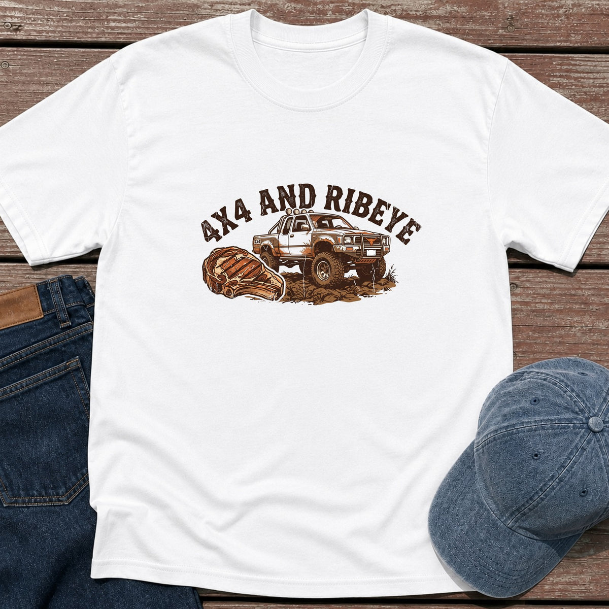 4x4 and Ribeye T-Shirt - White