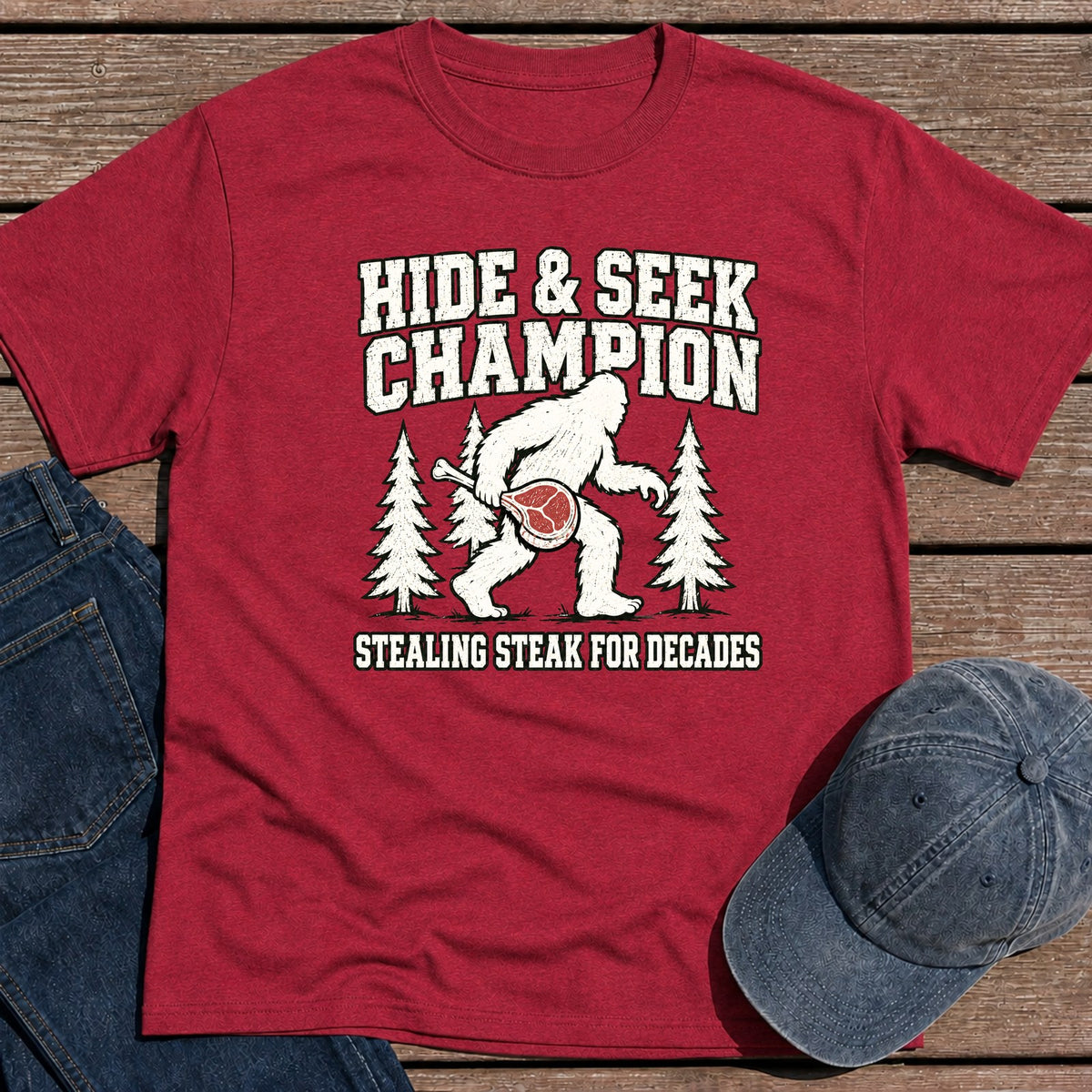 Bigfoot Champion T-Shirt - Antique Cherry Red