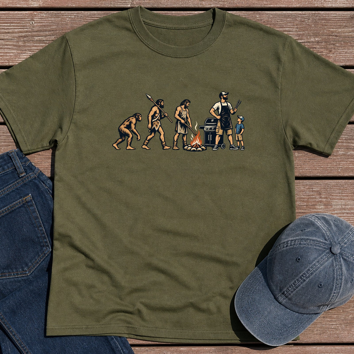 Evo Grill Dad T-Shirt - Military Green