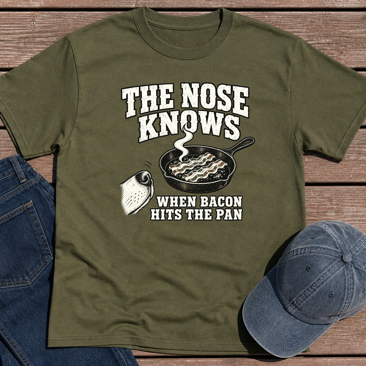Nose Knows T-Shirt - Military Green