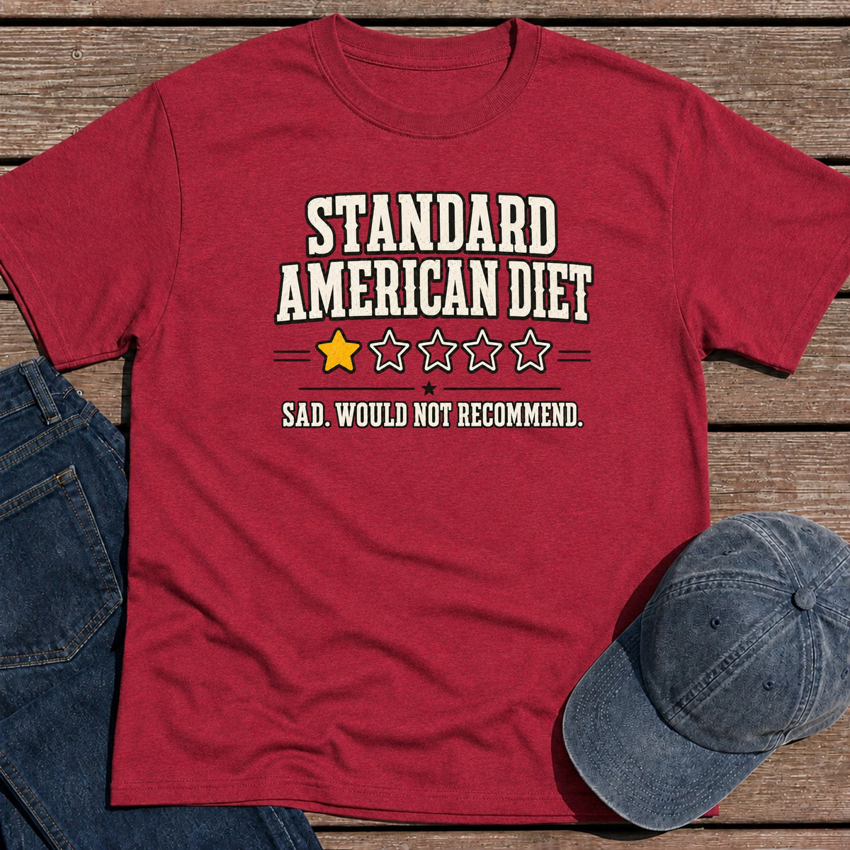 SAD Review T-Shirt - Antique Cherry Red