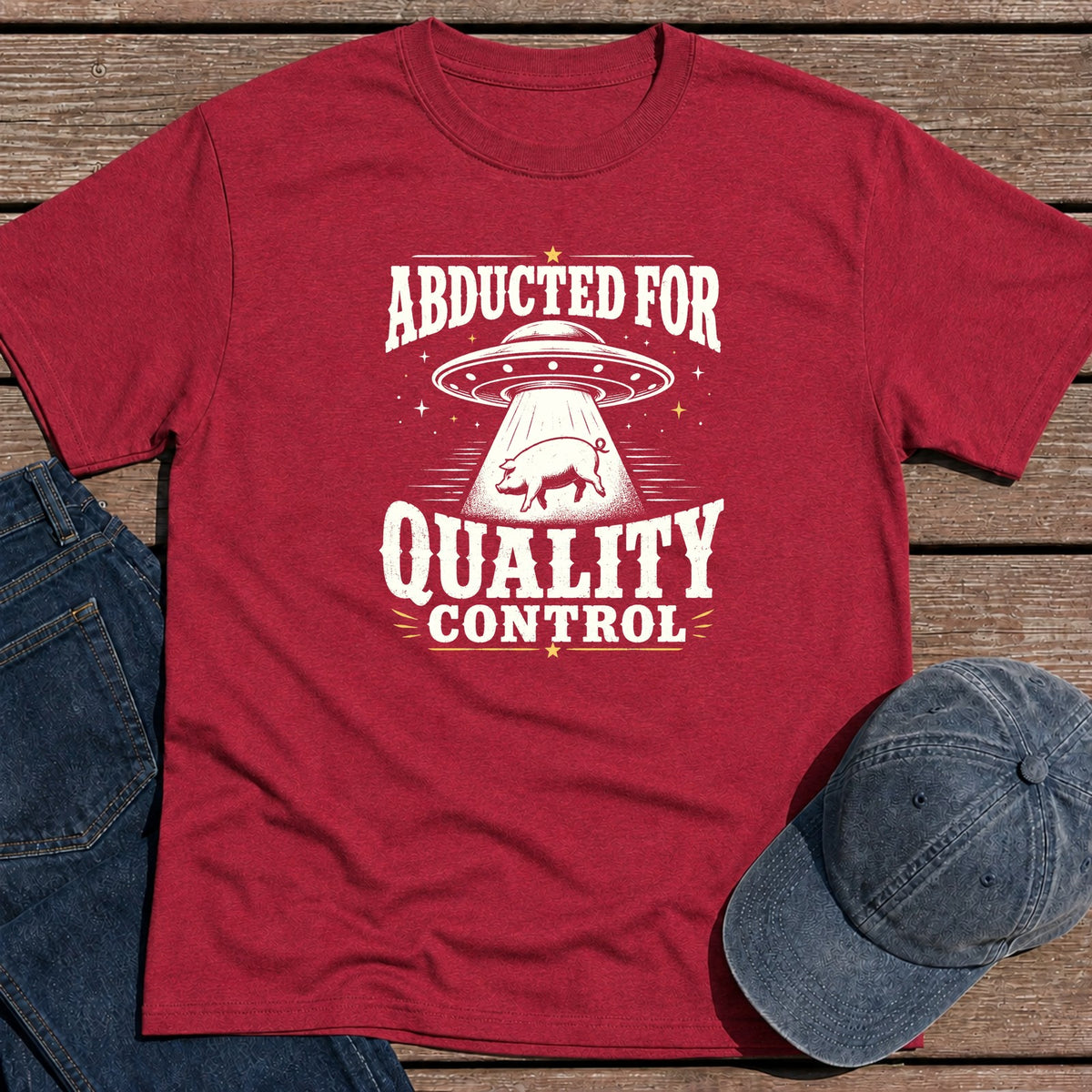 Abducted QC T-Shirt - Antique Cherry Red