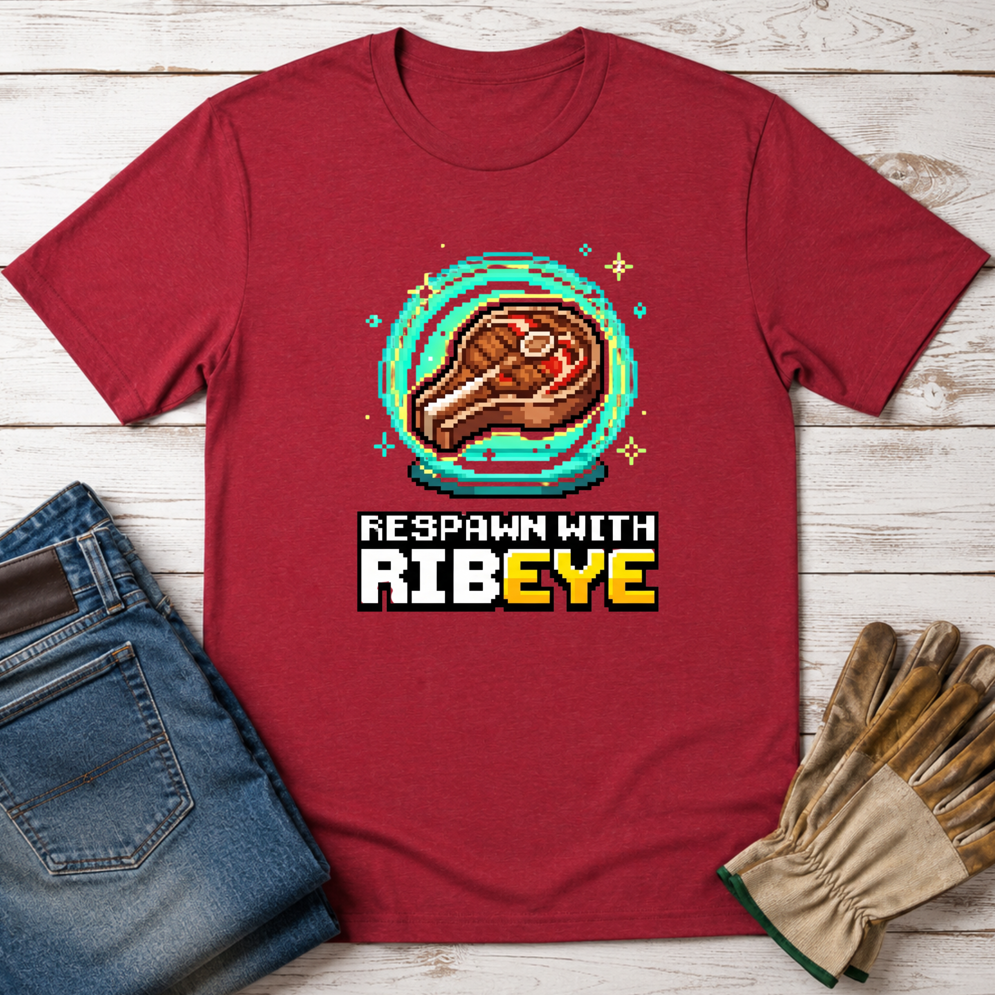 Gamer Respawn with Ribeye T-Shirt