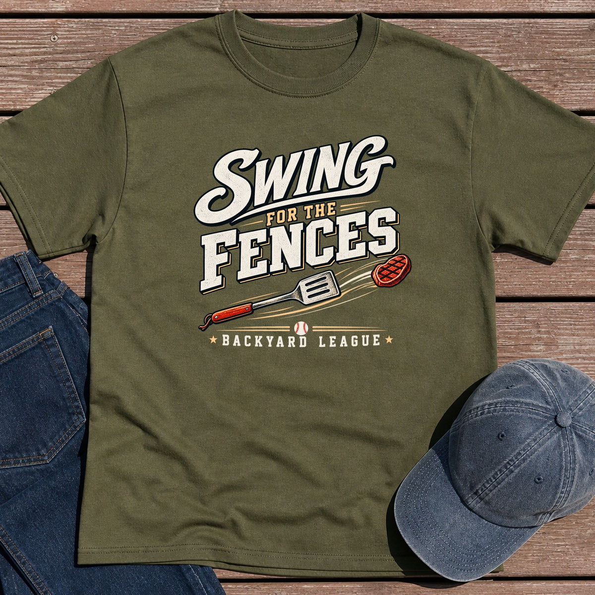 Backyard League T-Shirt - Military Green