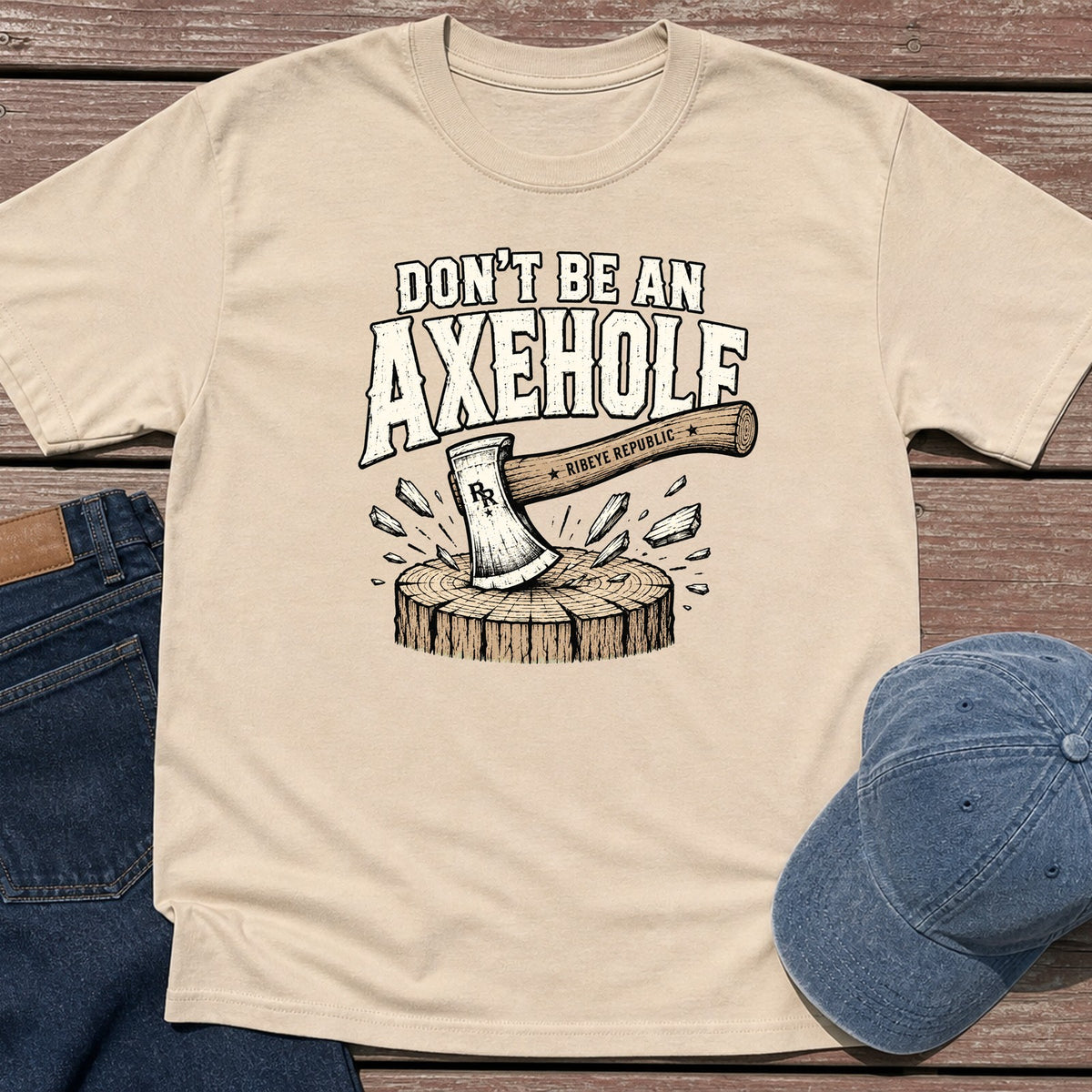 Axehole Warning T-Shirt - Sand