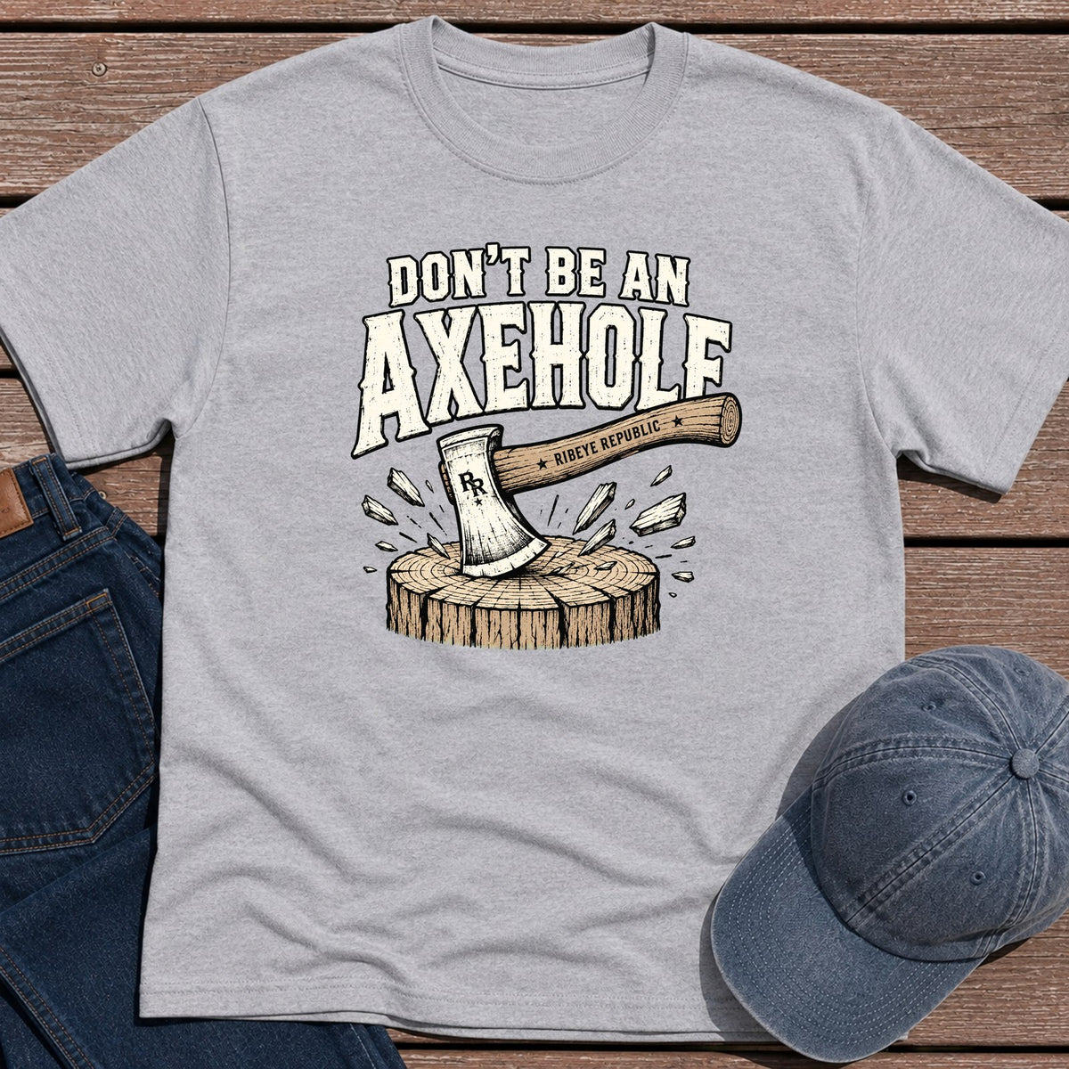Axehole Warning T-Shirt - Sport Grey