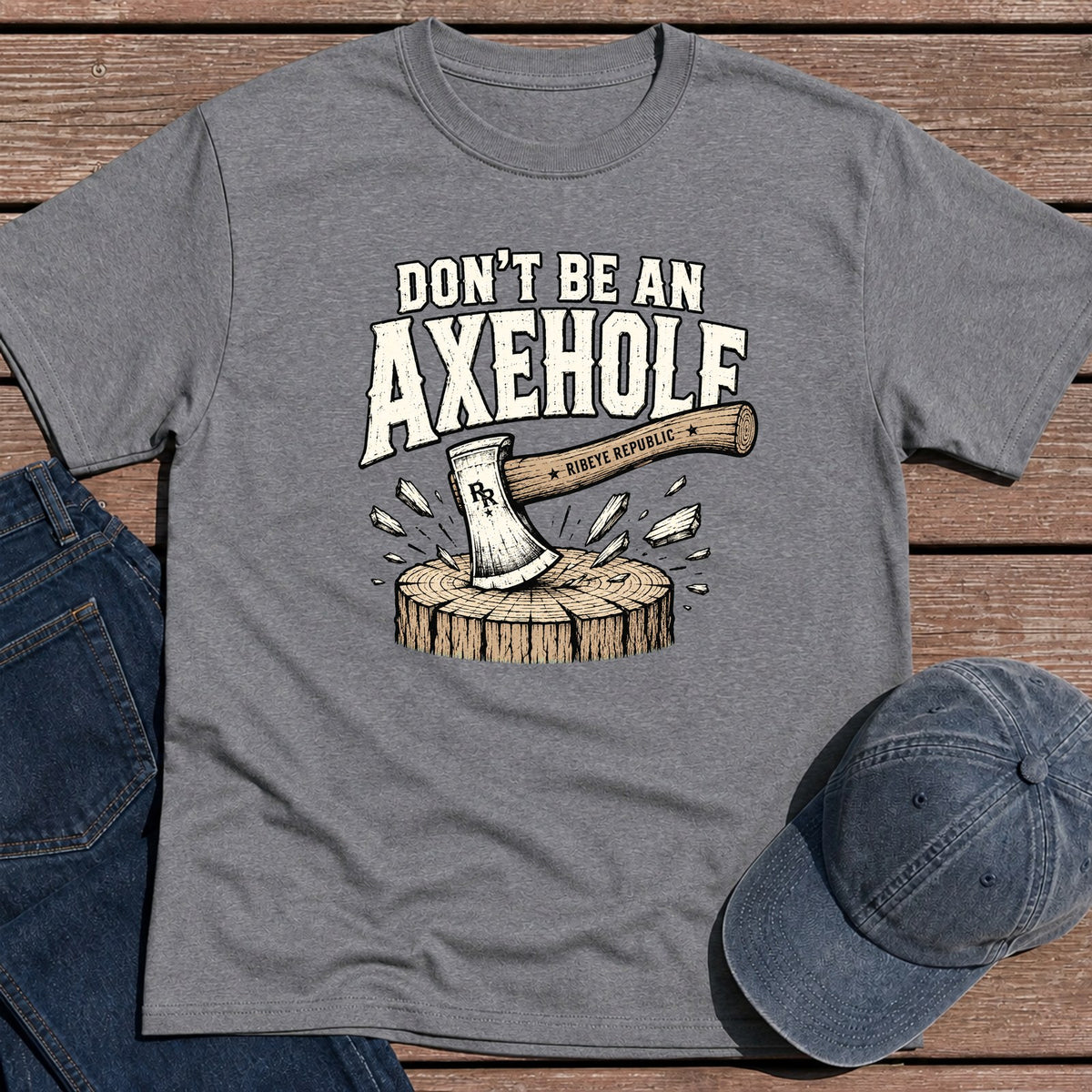 Axehole Warning T-Shirt - Tweed