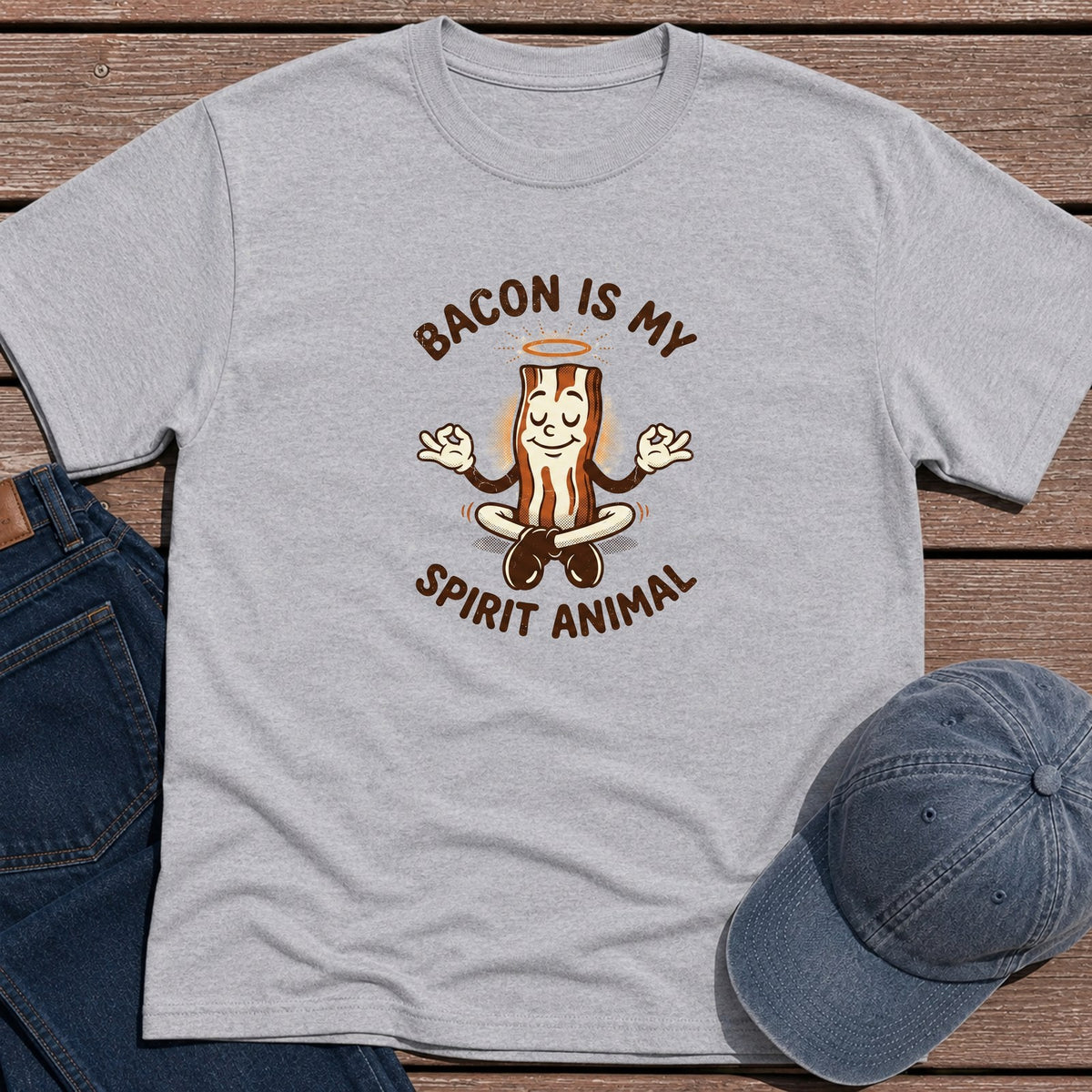 Bacon Spirit Animal T-Shirt - Sport Grey