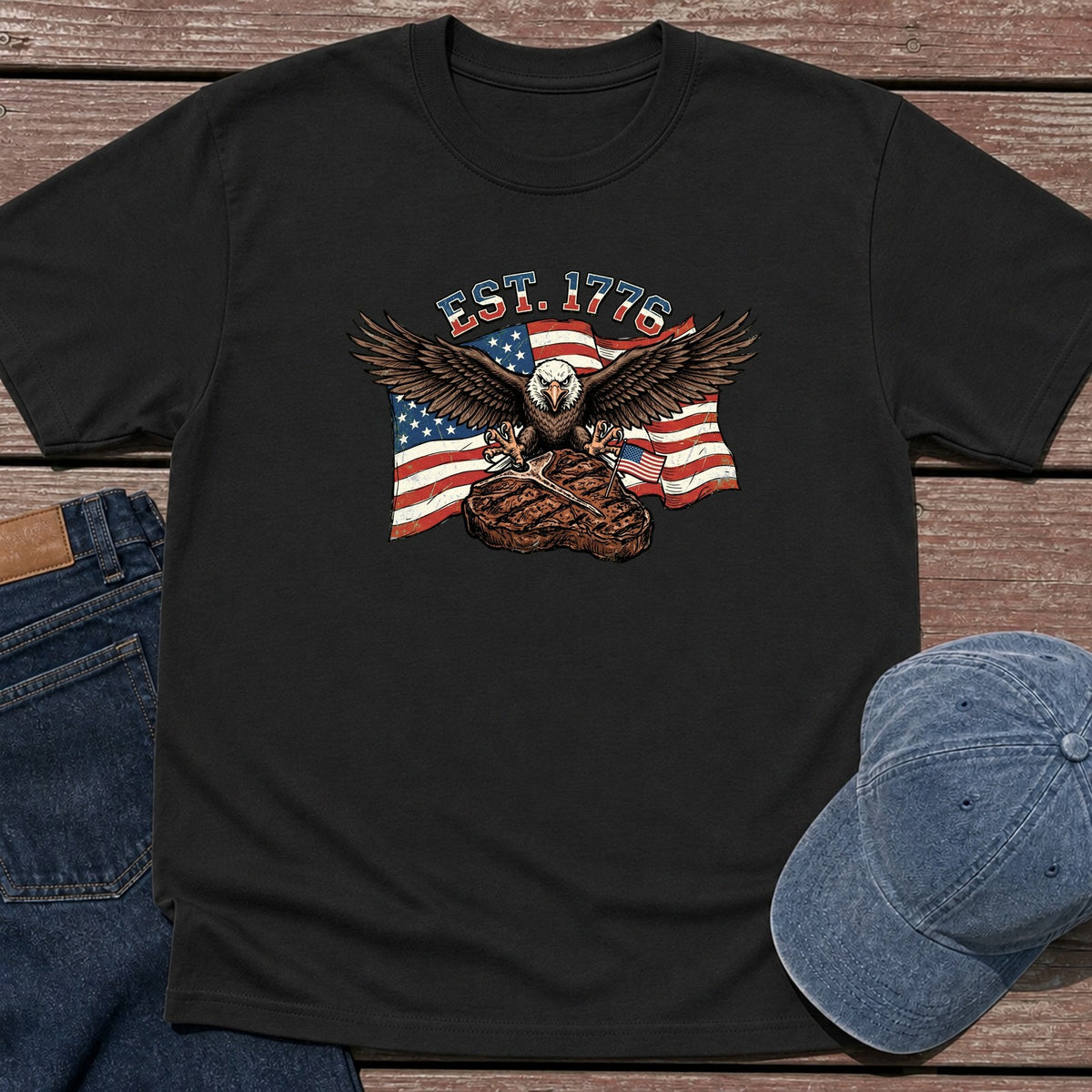 Bald Eagle 1776 T-Shirt - Black