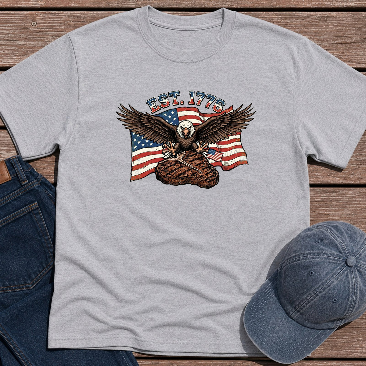 Bald Eagle 1776 T-Shirt - Sport Grey