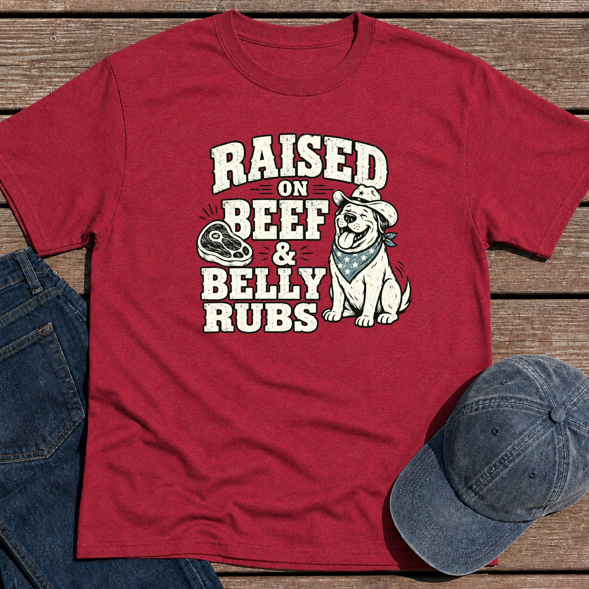 Belly Rubs T-Shirt - Antique Cherry Red