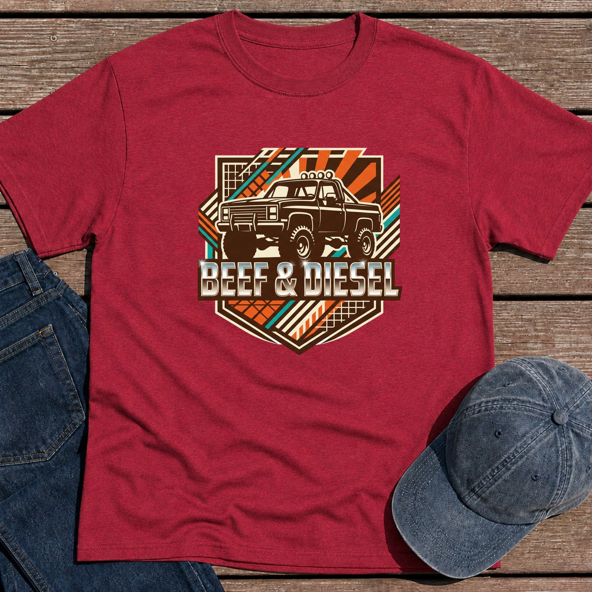 Beef & Diesel T-Shirt - Antique Cherry Red
