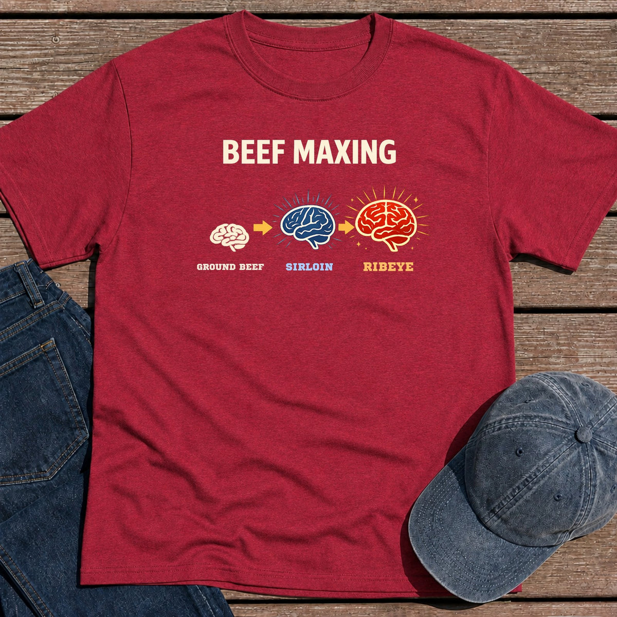 Beef Brain T-Shirt - Antique Cherry Red