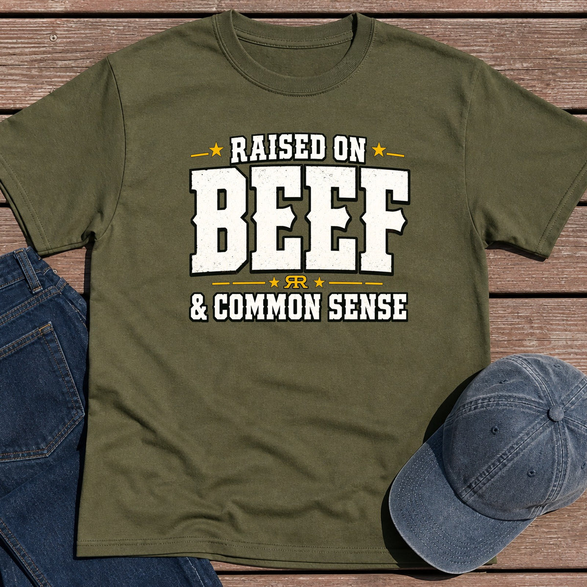 Beef & Sense T-Shirt - Military Green