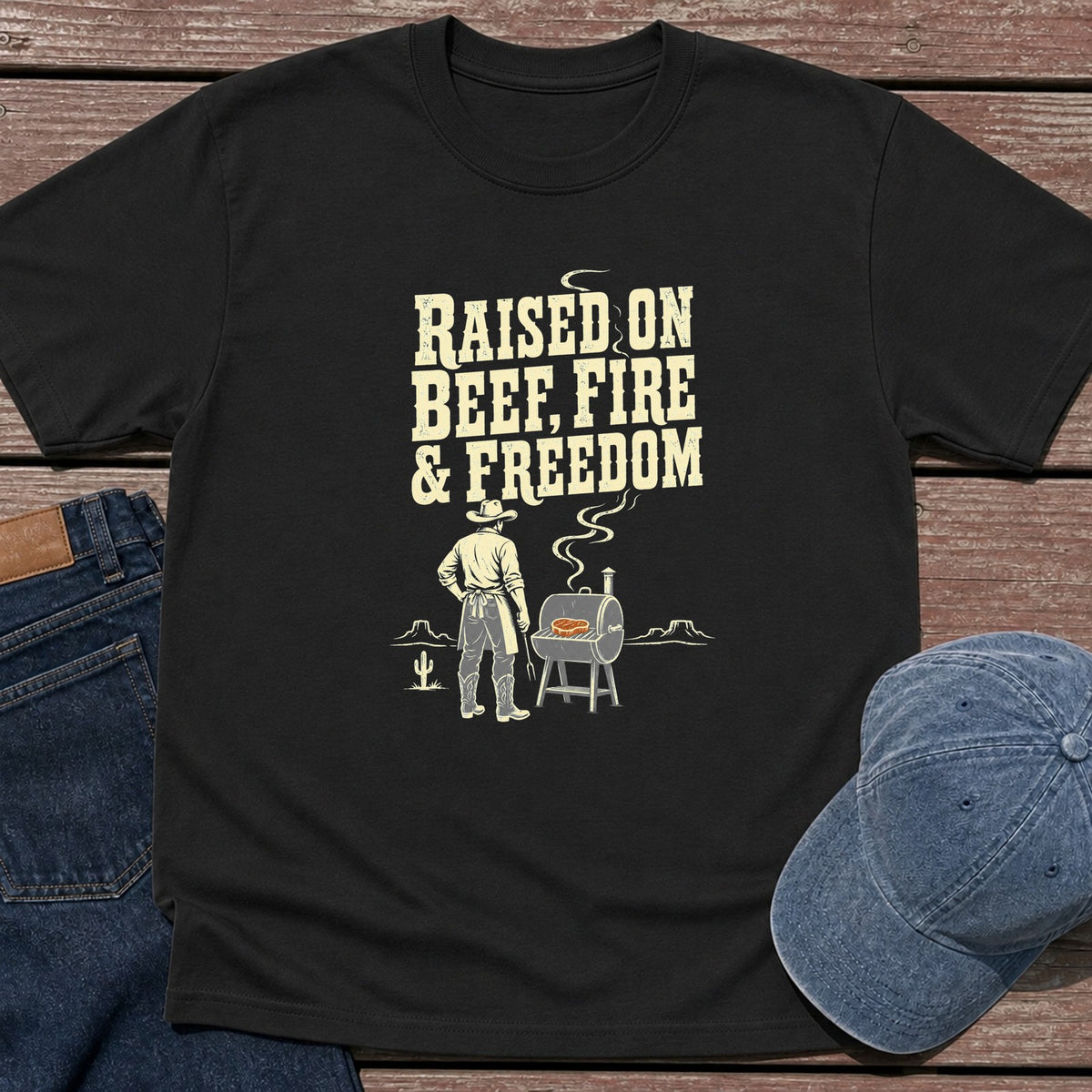 Beef Fire Freedom T-Shirt - Black