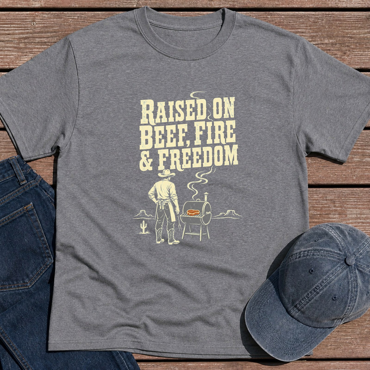 Beef Fire Freedom T-Shirt - Tweed