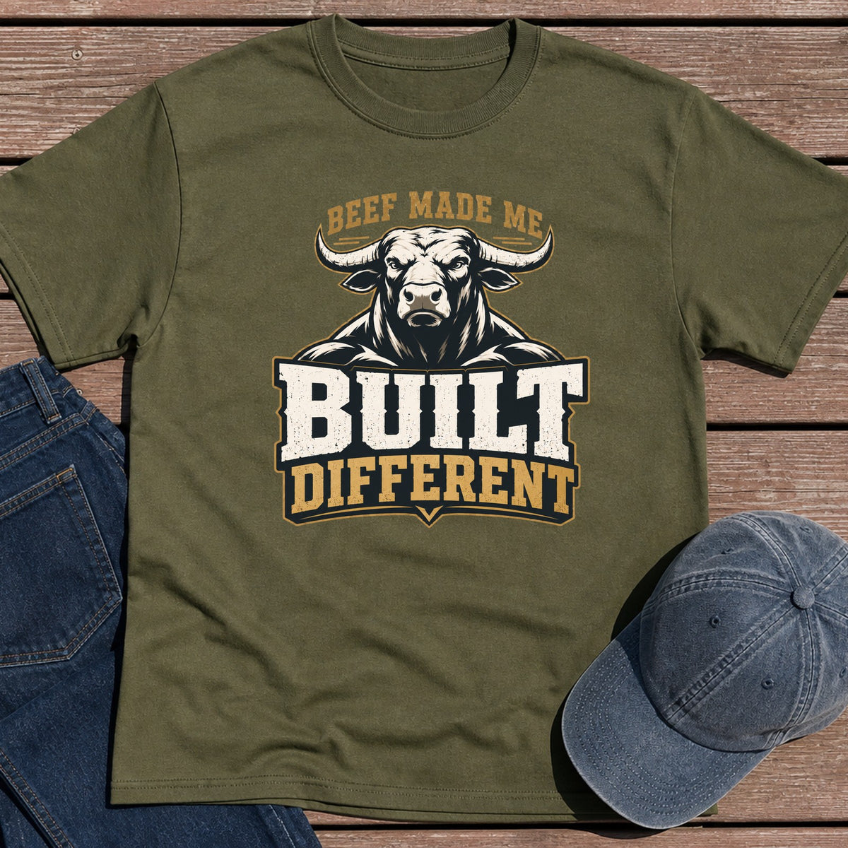 Beef Made Me T-Shirt - Military Green