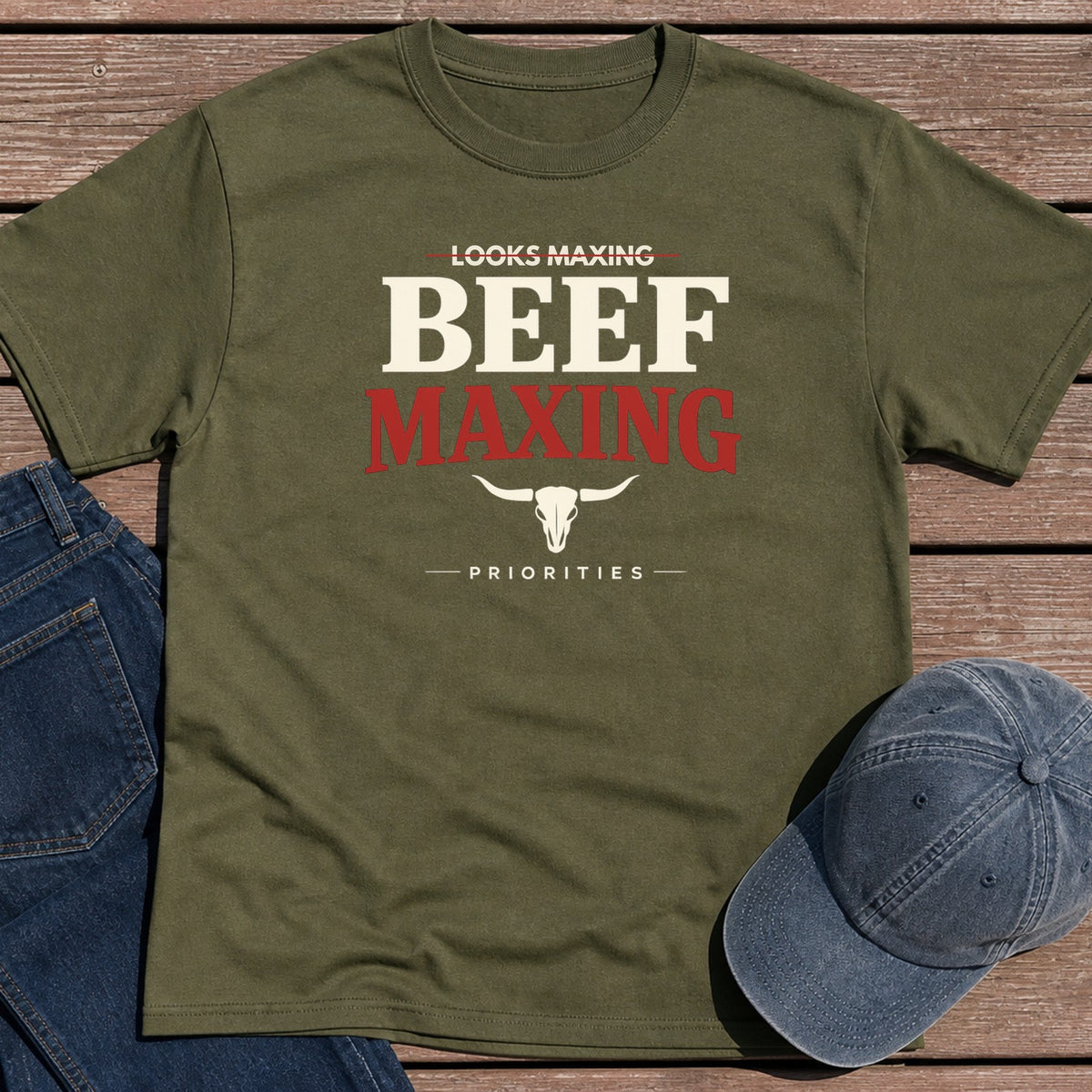 Beef Maxing T-Shirt - Military Green