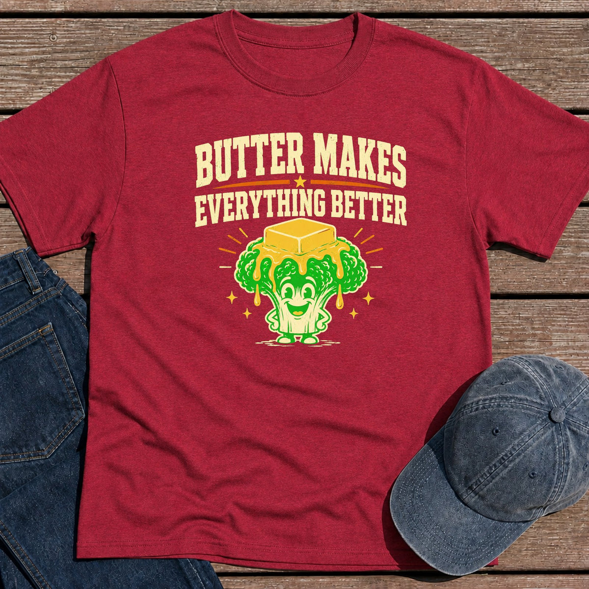 Better with Butter T-Shirt - Antique Cherry Red