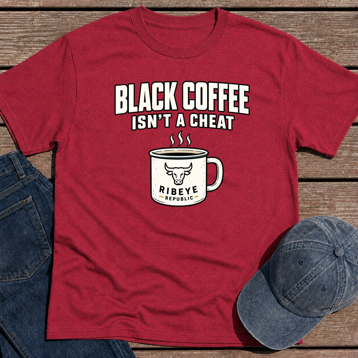 Black Coffee T-Shirt - Antique Cherry Red