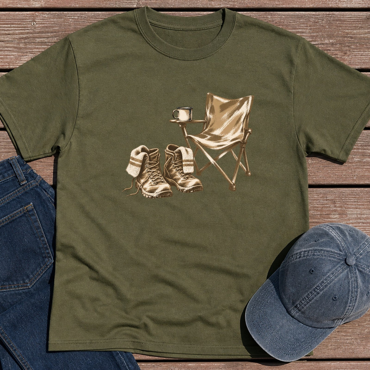 Boots Off T-Shirt - Military Green