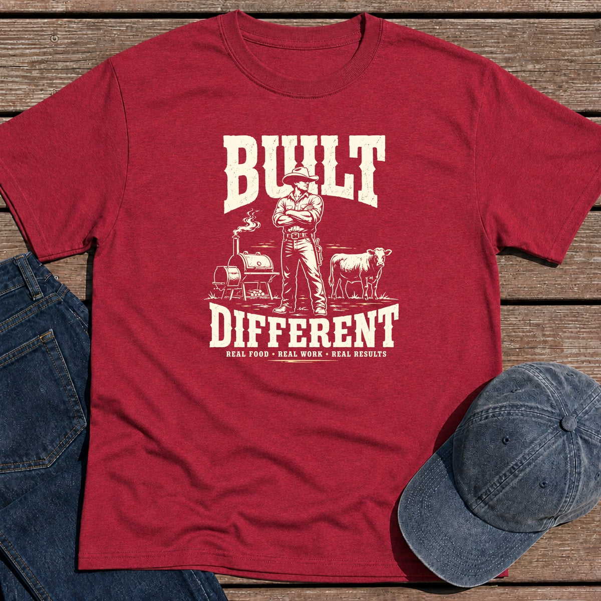 Built Different T-Shirt - Antique Cherry Red