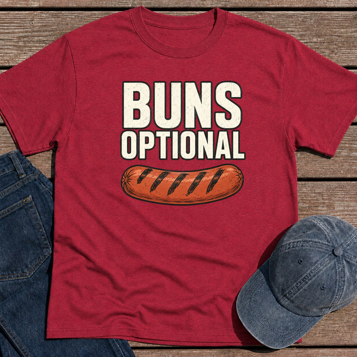 Buns Optional T-Shirt - Antique Cherry Red