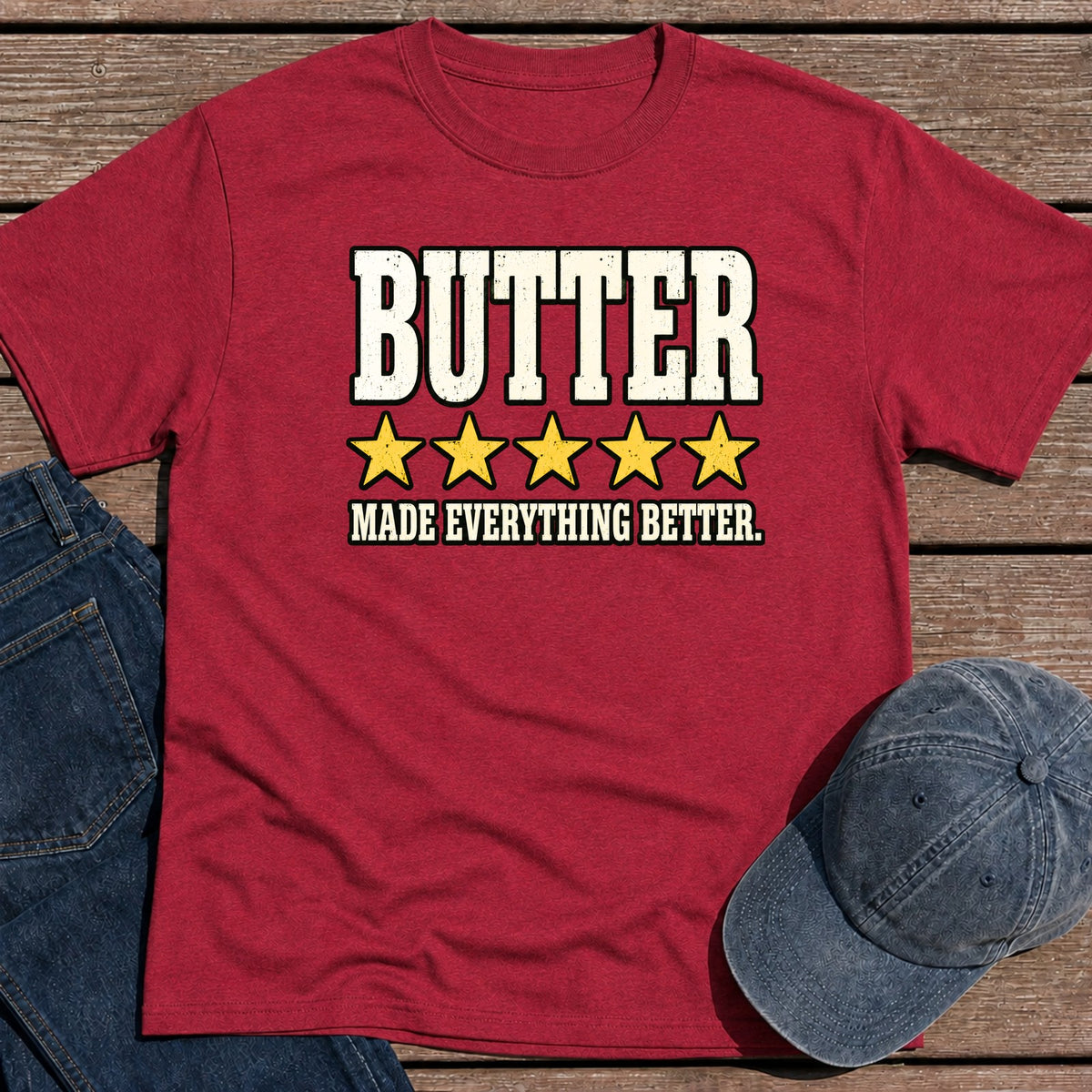Butter Review T-Shirt - Antique Cherry Red