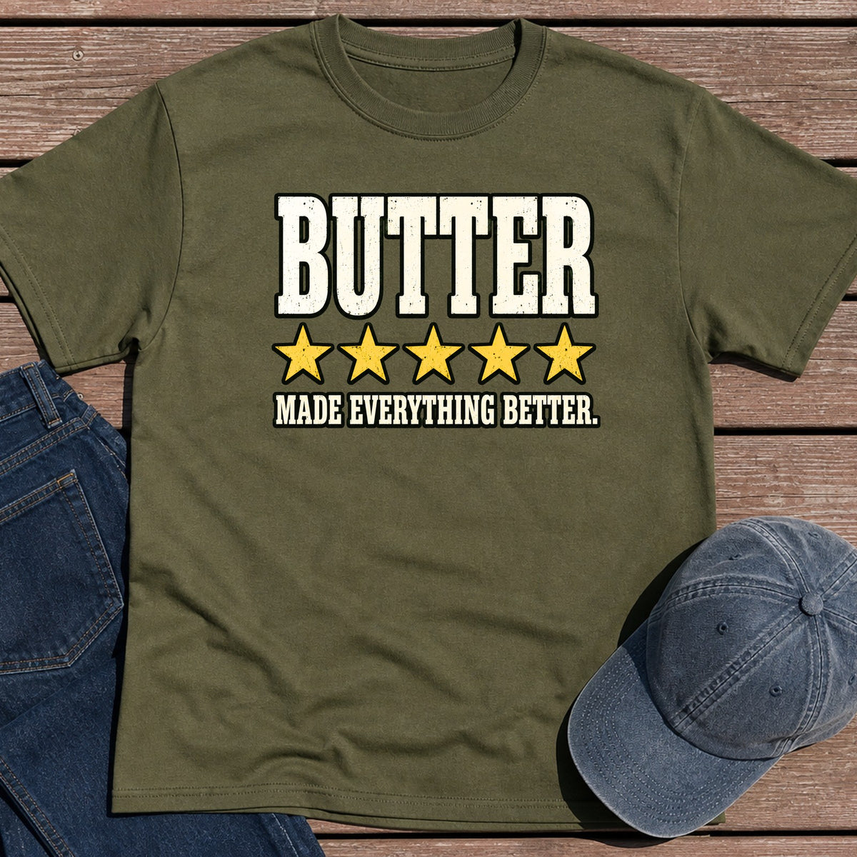 Butter Review T-Shirt - Military Green
