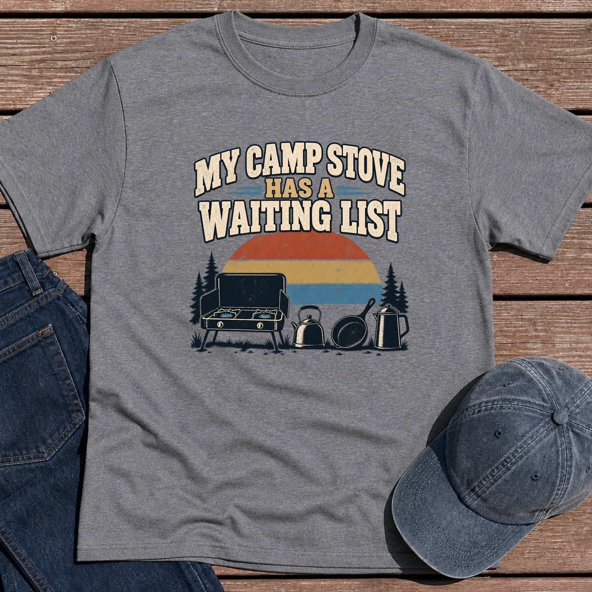 Camp Stove List T-Shirt - Tweed
