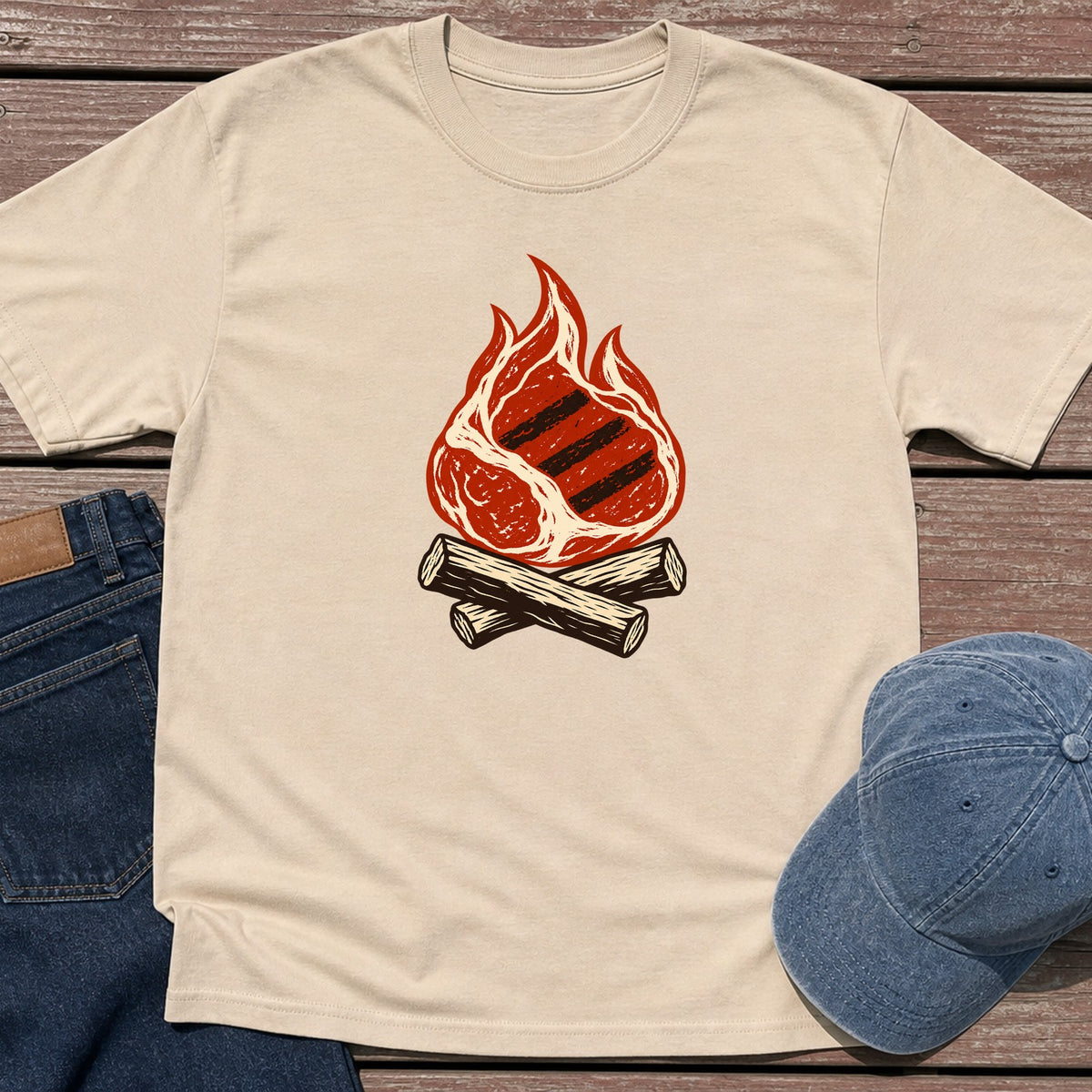 Campfire Art T-Shirt - Sand