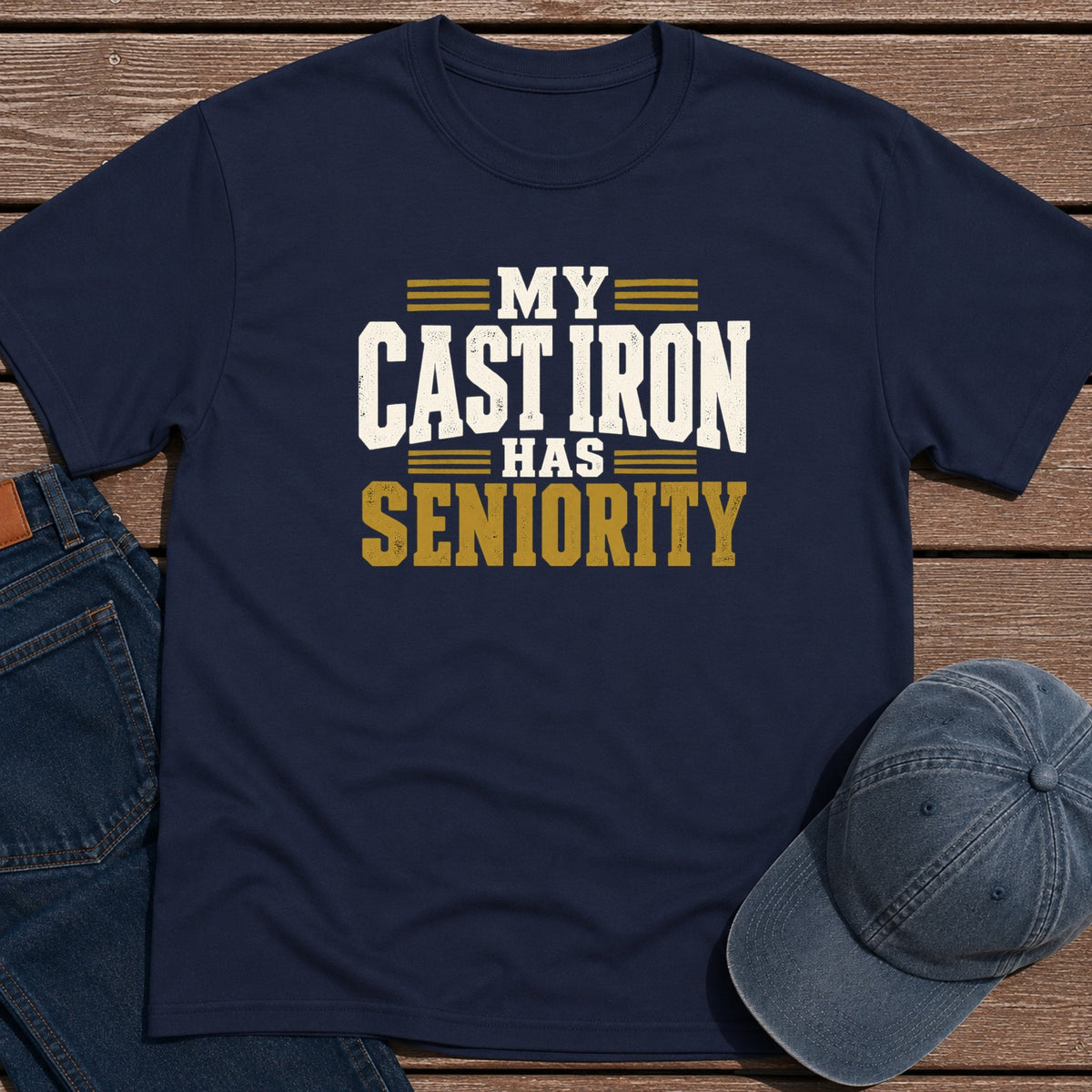 Cast Iron Seniority T-Shirt - Navy