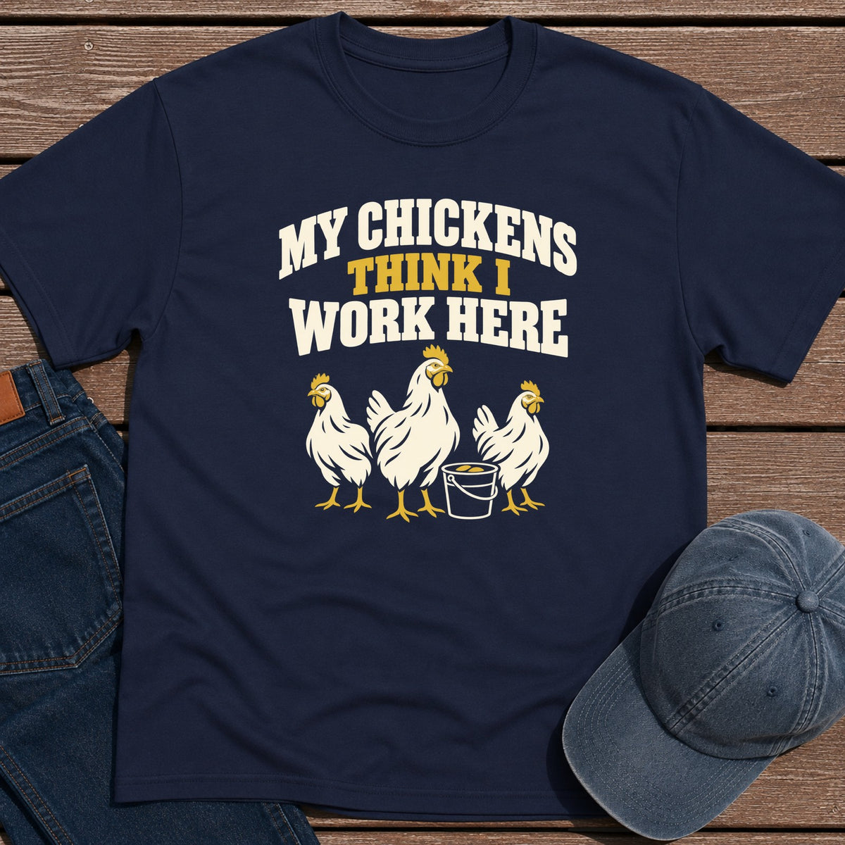 Chickens Work T-Shirt - Navy