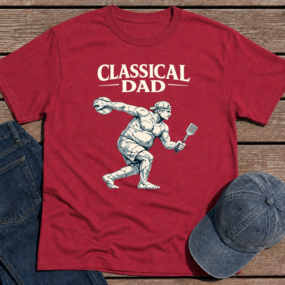 Classical Dad T-Shirt - Antique Cherry Red