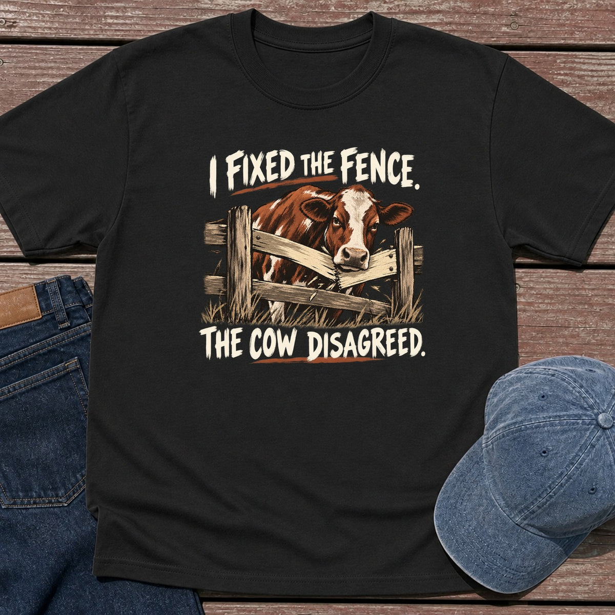 Cow Disagreed T-Shirt - Black