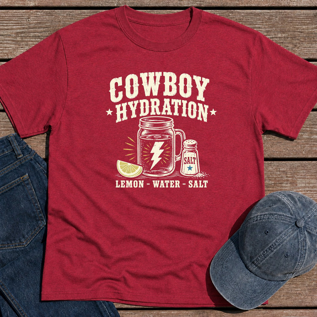 Cowboy Hydration T-Shirt - Antique Cherry Red