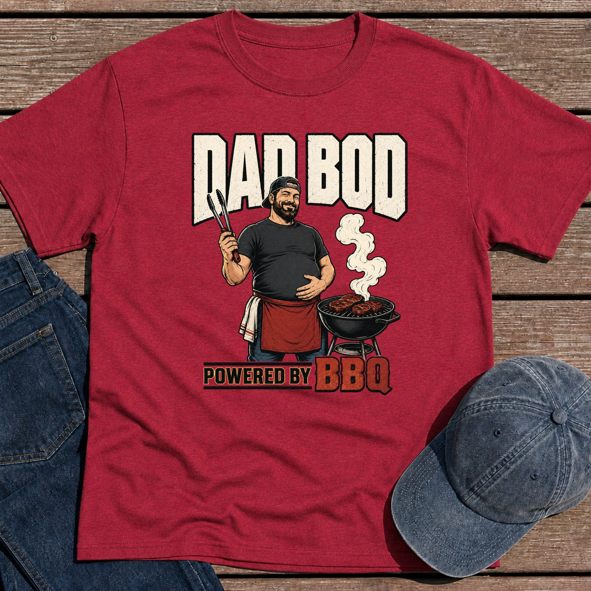 Dad Bod BBQ T-Shirt - Antique Cherry Red