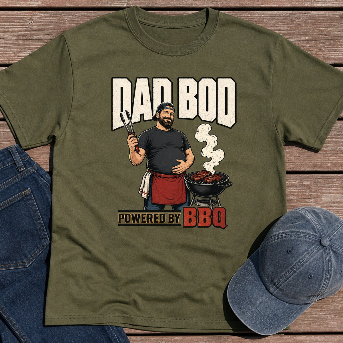 Dad Bod BBQ T-Shirt - Military Green