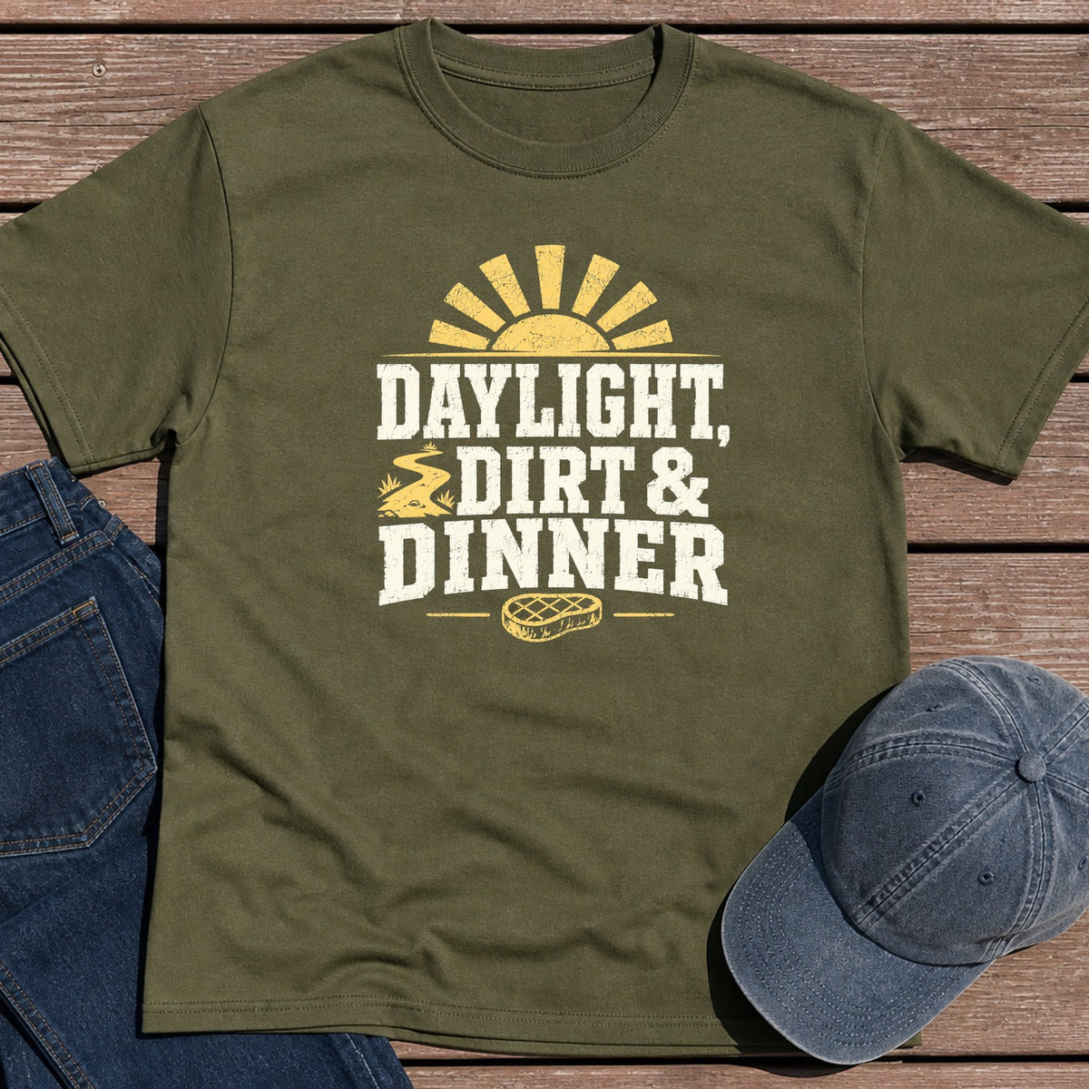 Day Dirt Dine T-Shirt - Military Green