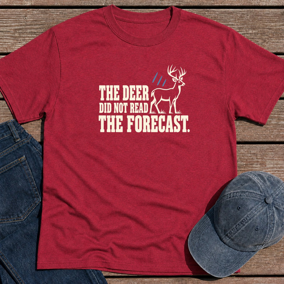 Deer Forecast T-Shirt - Antique Cherry Red