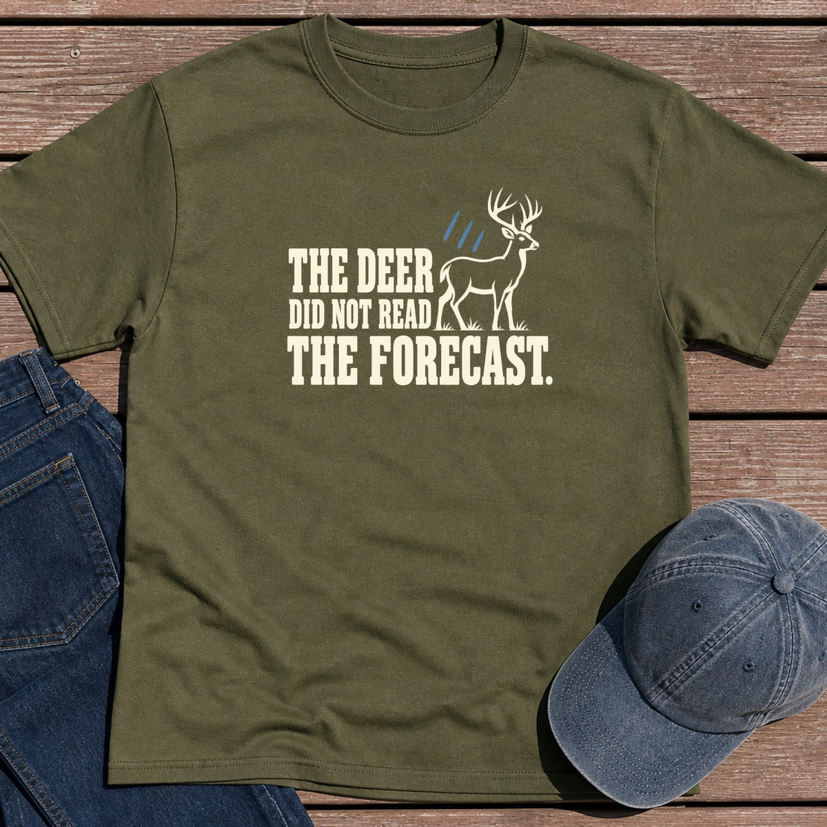 Deer Forecast T-Shirt - Military Green