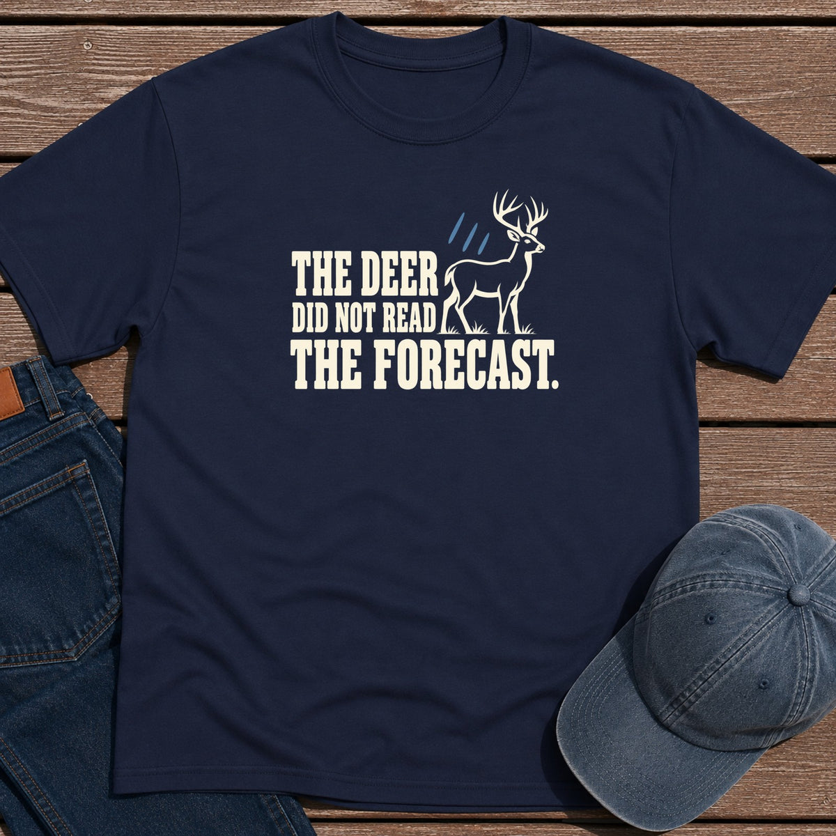 Deer Forecast T-Shirt - Navy