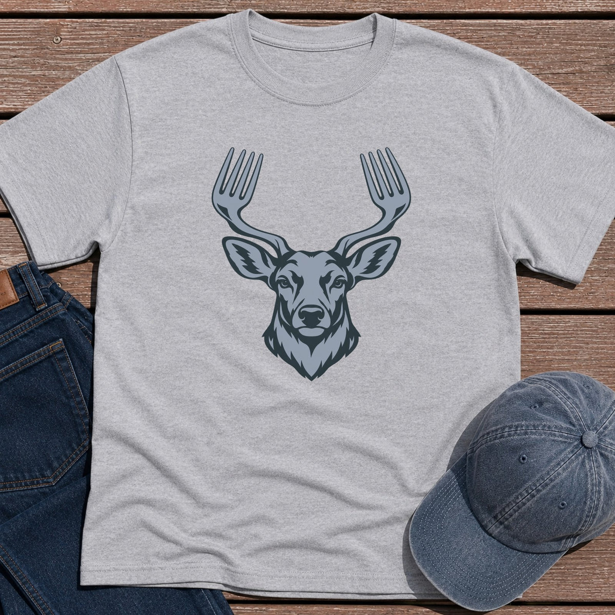Deer Forks T-Shirt - Sport Grey