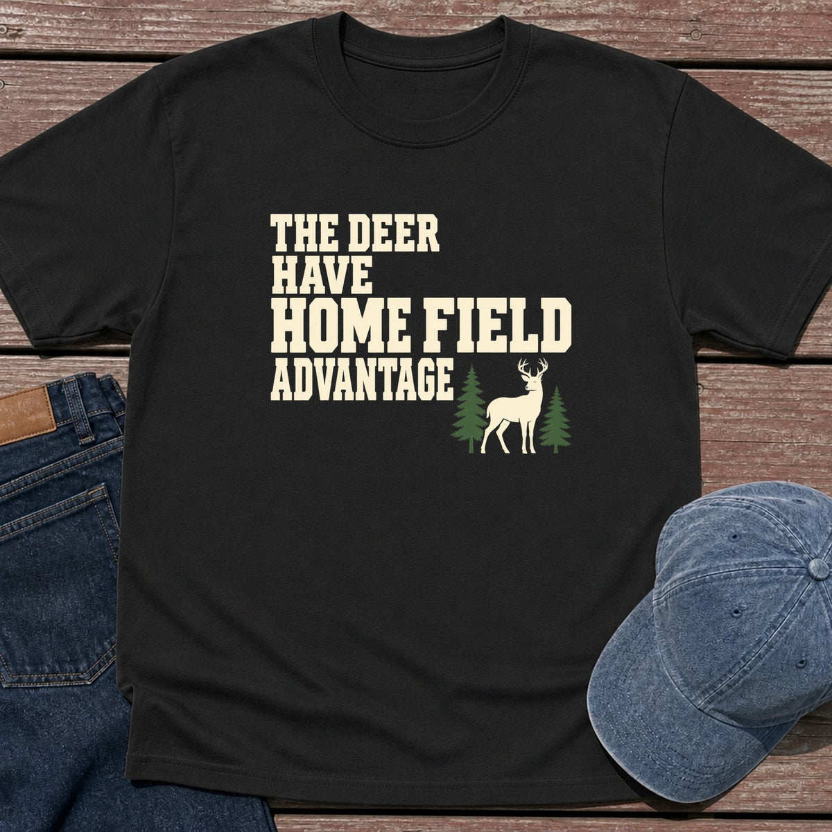 Deer Home Field T-Shirt - Black